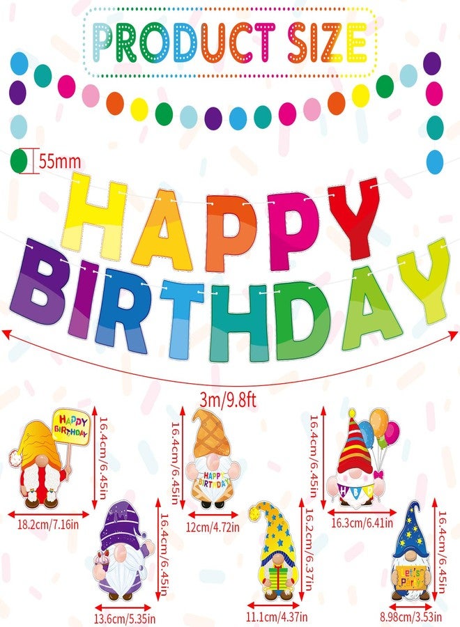 Sinload 5 Pcs Gnome Happy Birthday Party Bunting Banner Colorful Gnome Birthday Decorations Pennant Banners Rainbow Party Backdrop Supplies - Image 2